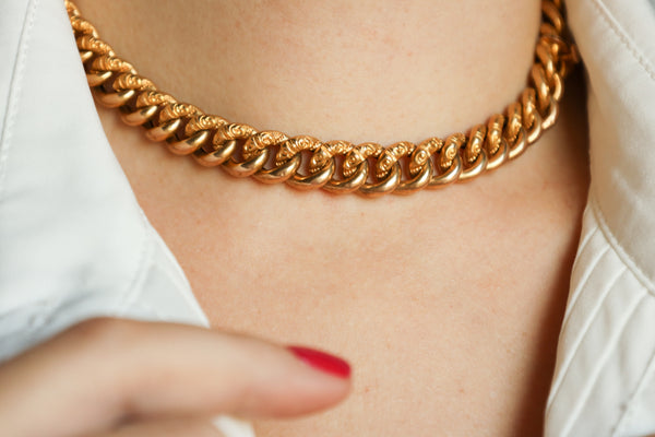 14k Antique Engraved Cuban Chain Convertible to Bracelets