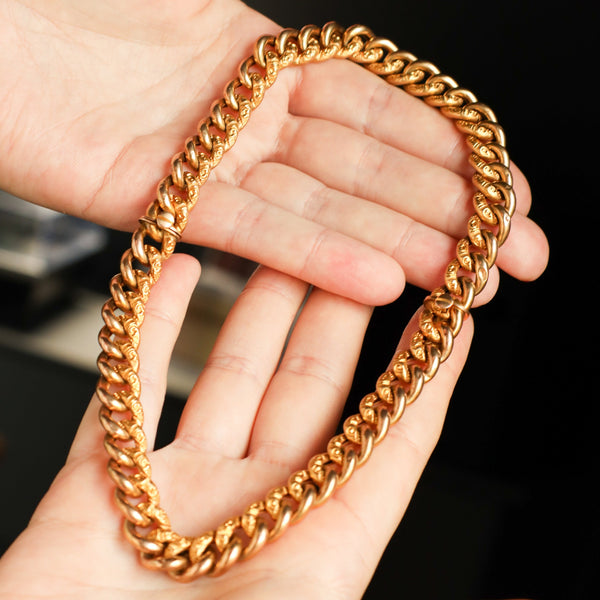 14k Antique Engraved Curb Chain Convertible Bracelets