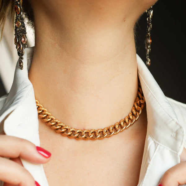 14k Antique Engraved Curb Chain