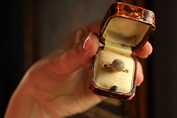 Wire Wrapped Beehive Ring in Woven 14k Filigree Gold