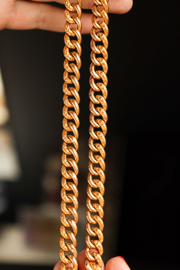 Antique Engraved Curb Chain Convertible to Bracelets