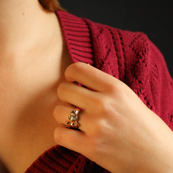 Retro Diamond Lace Ring with Diamonds in Solid 18k Gold