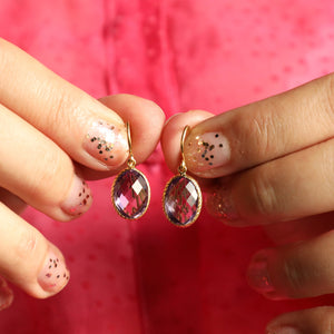 18k Gold Drop Faceted Amethyst Earrings