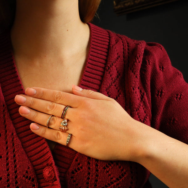 Retro Diamond Lace Ring with Diamonds in Solid 18k Gold