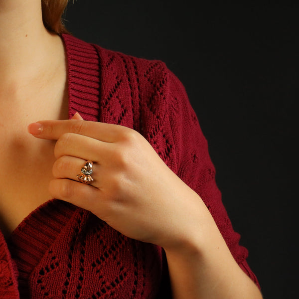 Retro Diamond Lace Ring with Diamonds in Solid 18k Gold
