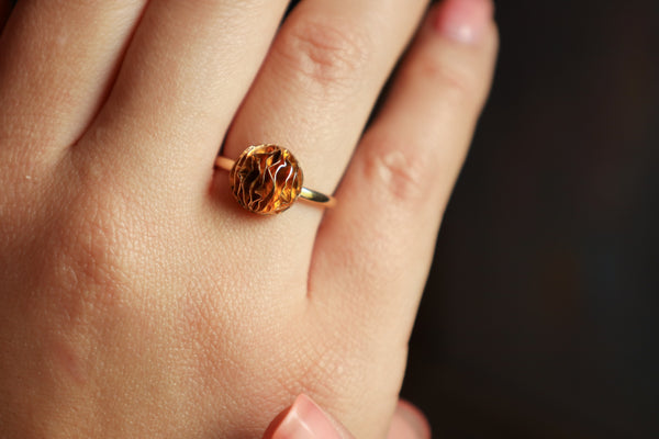 Small Dome Ring, Hammered 18k Gold