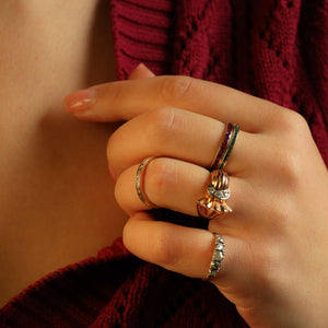 Retro Diamond Lace Ring with Diamonds in Solid 18k Gold