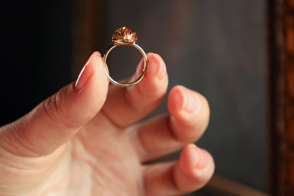 Small Dome Ring, Hammered 18k Gold