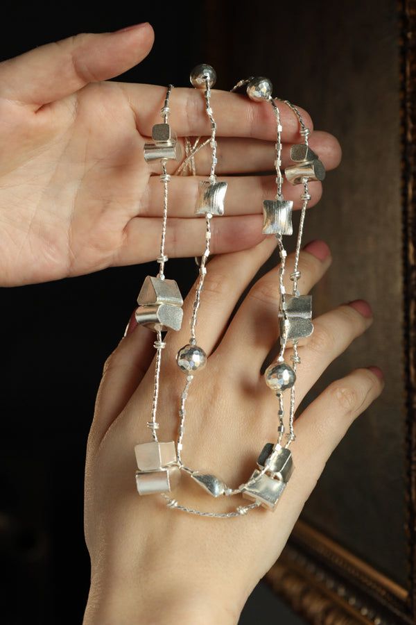 22 Inch Liquid Silver Pebble Necklace