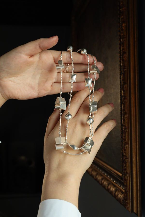 22 Inch Liquid Silver Pebble Necklace