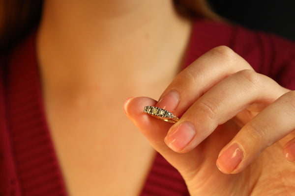 Antique Five Stone Diamond Ring, Solid 14k Gold