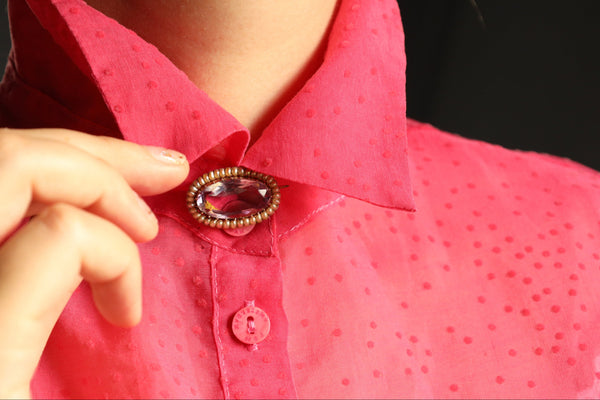 Antique Victorian Pearl and Amethyst Brooch