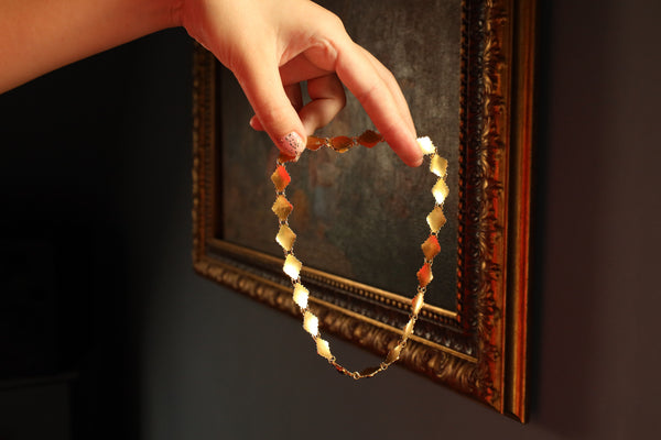 Antique Dutch Garnet Necklace in Solid 14k Gold