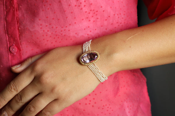 Antique Victorian Pearl and Amethyst Brooch