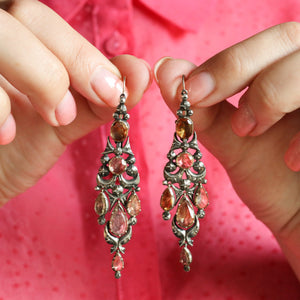 Antique Georgian Era Iberian Earrings with Foiled Pink Quartz