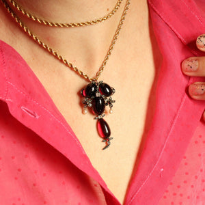 Antique Locket Pendant, Victorian Foiled Garnet Brooch
