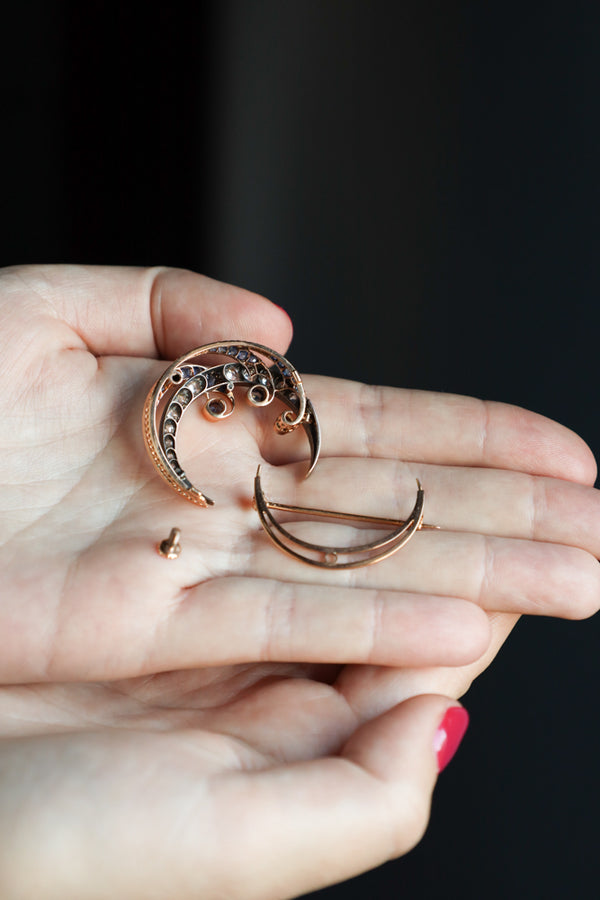 Antique Victorian Crescent Moon Brooch