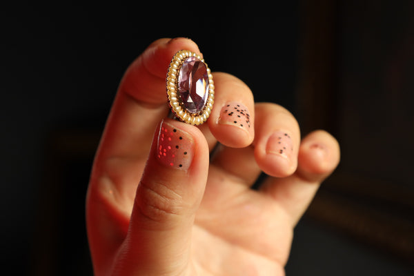 Antique Victorian Pearl and Amethyst Brooch