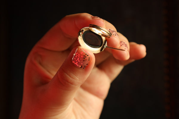Antique Victorian Snake Brooch with Garnet Cabochon