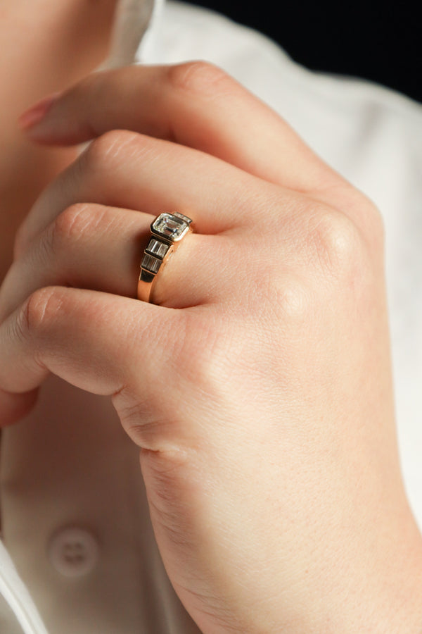1.6 CT Ascher Cut Engagement Ring in 18K Gold