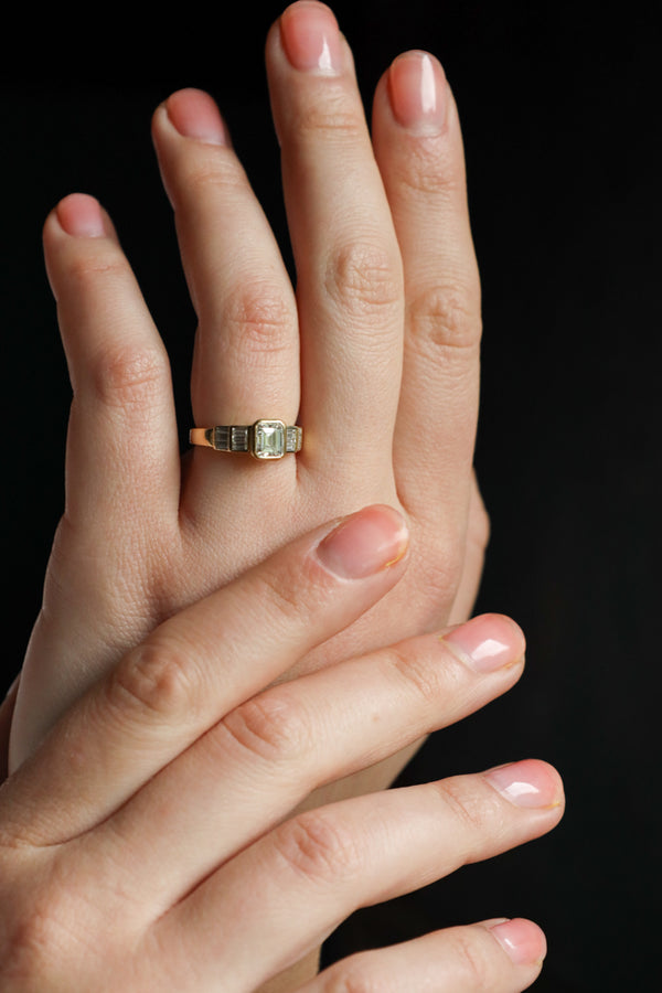 Asscher Cut Engagement Ring in 18K Gold