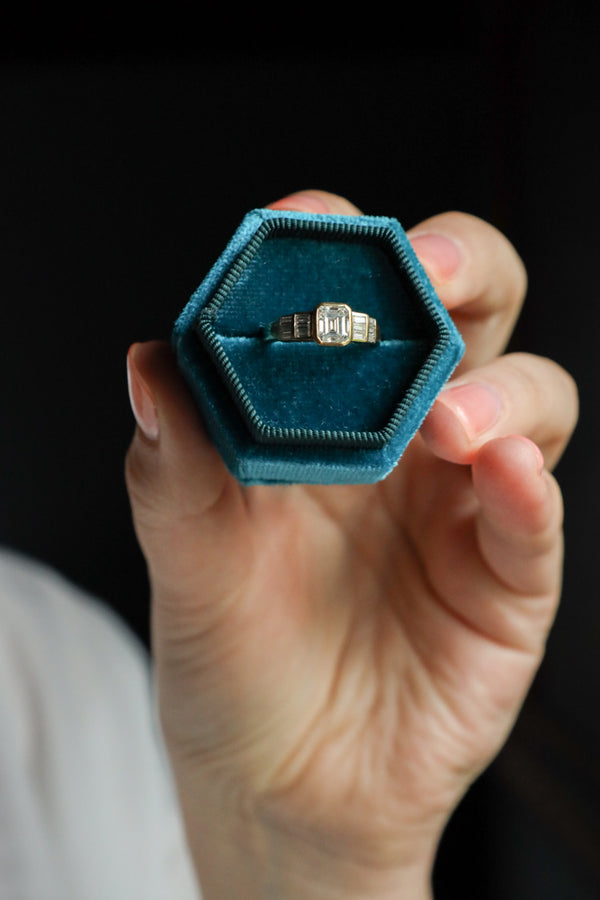 1.6 CT Asscher Cut Engagement Ring in 18K Gold