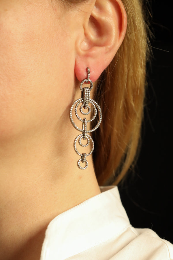 Clear Sapphire Dangle Earrings - Modern Silver