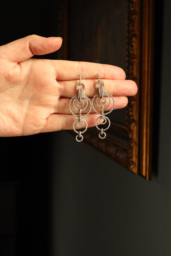Clear Sapphire Dangle Earrings - Modern Silver