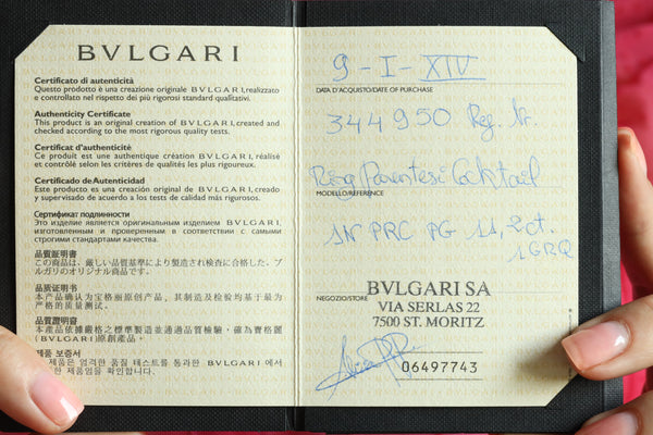 Cocktail Green Beryl Ring by Bulgari Parentesi, Signed Jewelry, Original Box and Certificate