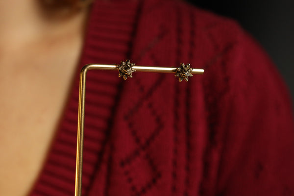 Diamond Tiny Star Stud Earrings - Antique Upcycled Jewelry