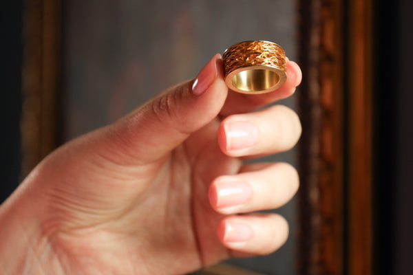 Fidget Ring, Unisex Solid 18k Gold Spinning Band