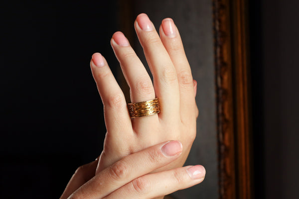 Fidget Ring, Unisex Solid 18k Gold Spinning Band