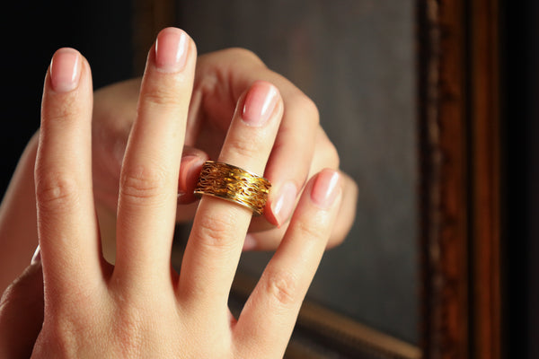 Fidget Ring, Unisex Solid 18k Gold Spinning Band