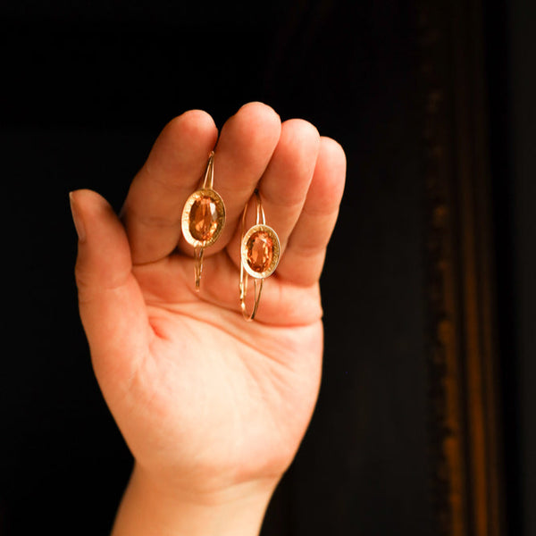 French Antique Poissarde Earrings with Genuine Citrine