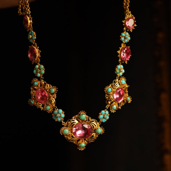 Antique French Imperial Topaz and Turquoise Necklace