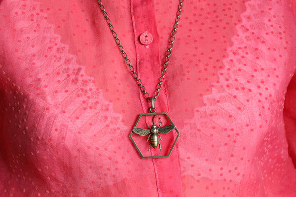 German Art Deco Bee Necklace, Signed Jewelry DLV Greifen Kunst, Collectible Historical Jewelry