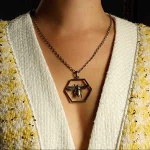 German Art Deco Bee Necklace, Signed Jewelry DLV Greifen Kunst, Collectible Historical Jewelry