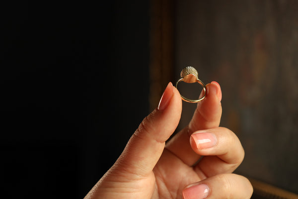Wire Wrapped Beehive Ring in Woven 14k Filigree Gold