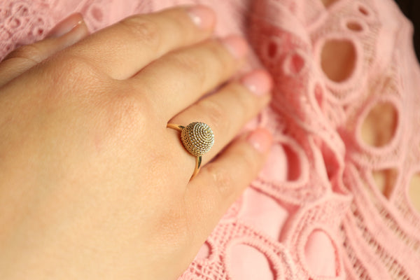 Wire Wrapped Beehive Ring in Woven 14k Filigree Gold