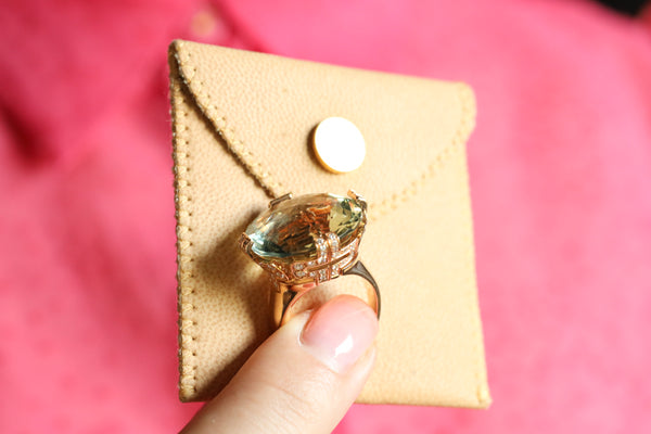 Cocktail Green Beryl Ring by Bulgari Parentesi, Signed Jewelry, Original Box and Certificate