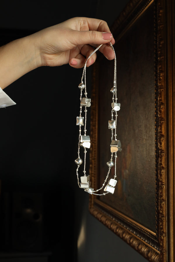 22 Inch Liquid Silver Pebble Necklace
