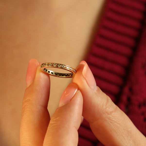 Natural Diamond Full Eternity Ring, Solid 18k Gold