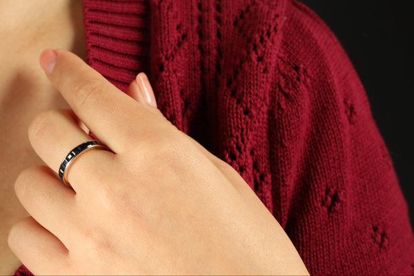 Natural Sapphire Full Eternity Ring, Solid 14k Gold