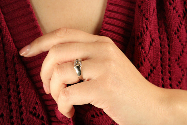 Pinky Diamond Ring in Solid 14k White Gold