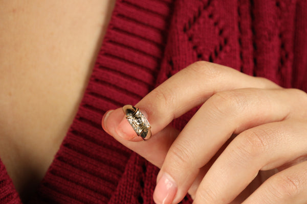 Pinky Diamond Ring in Solid 14k White Gold