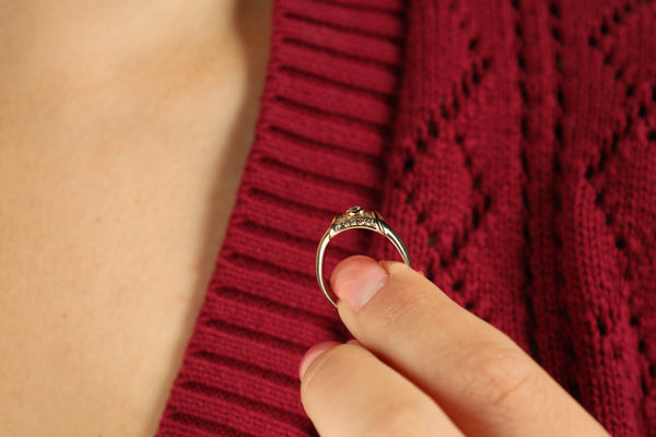 Pinky Diamond Ring in Solid 14k White Gold