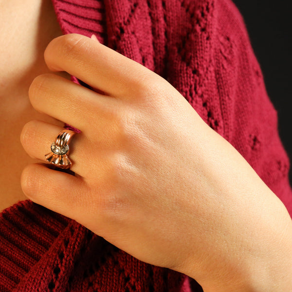Retro Diamond Lace Ring with Diamonds in Solid 18k Gold