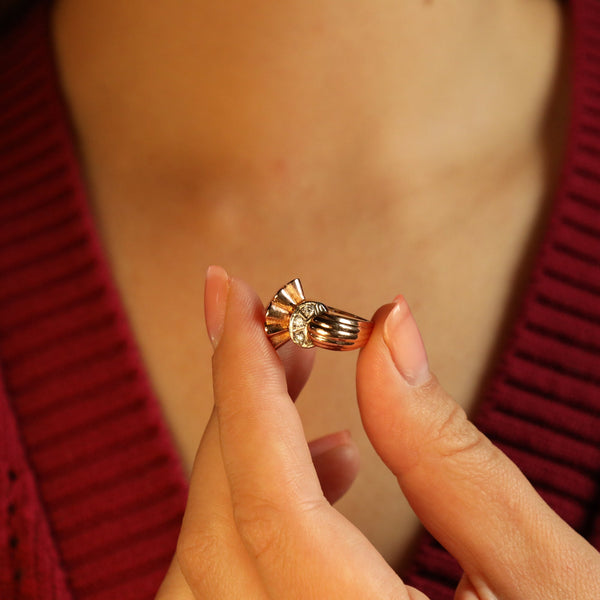 Retro Diamond Lace Ring with Diamonds in Solid 18k Gold