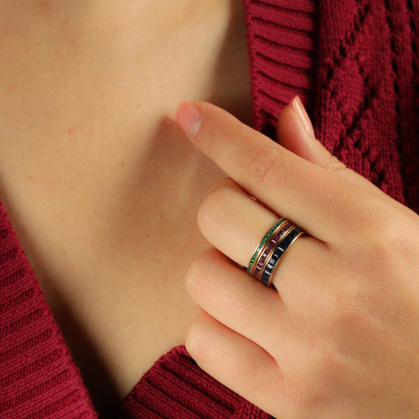 Natural Sapphire Full Eternity Ring, Solid 14k Gold