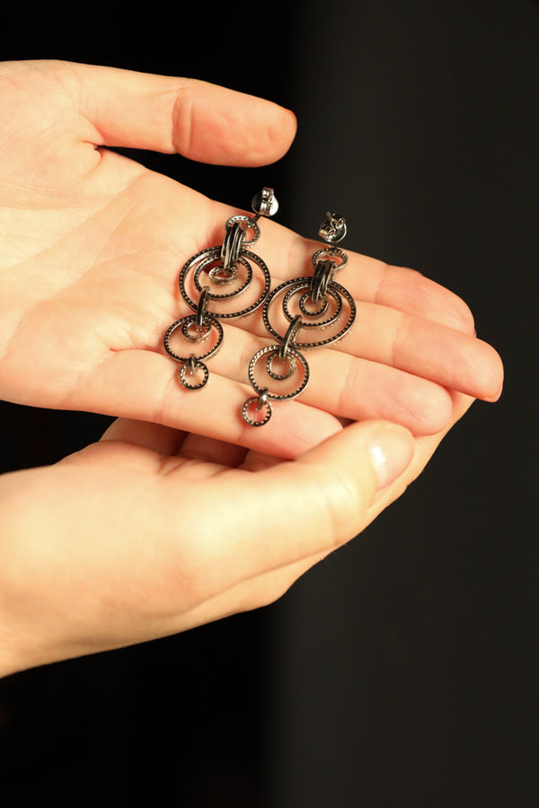 Clear Sapphire Dangle Earrings - Modern Silver